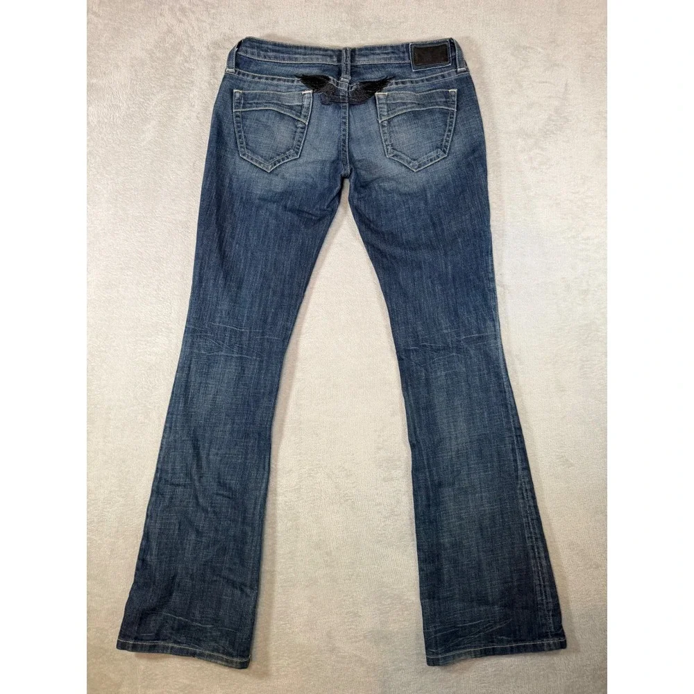 Robins Jean Black Garbot‎ Bootcut Wings Jeans Size 29 Medium Wash Made in USA